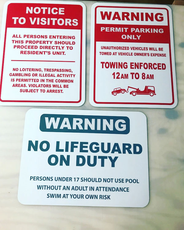 Customized warning signage for business in Miami, FL