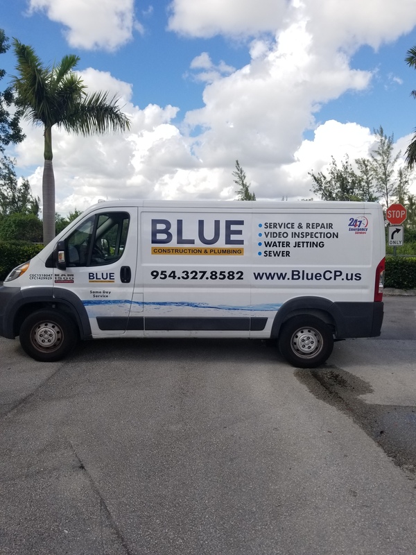 Blue Van Wrap for Advertising